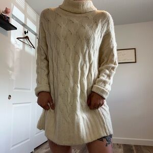 Angie Cream Cowl Neck Cable Knit Sweater